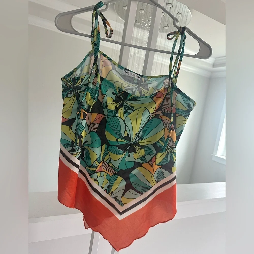 Zara Floral Multicolor Women's Top - Picture 7 of 7